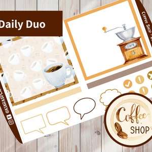Coffee Shop  - Printable Daily Duo Sticker Kit for 7x9 Planners (CS79DUO) Erin Condren ECLP