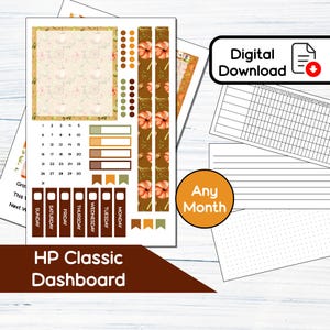 HP Classic Dashboard - Pumpkin Market Printable Dashboard Sticker Kit for Happy Planner Classic (7x9.25) Kit 102