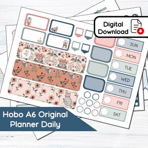 Hobonichi Original A6 Daily - Floral Herbst druckbare tägliche / wöchentliche Sticker Kit (5.9x4.1) - Instant Download Kit 103