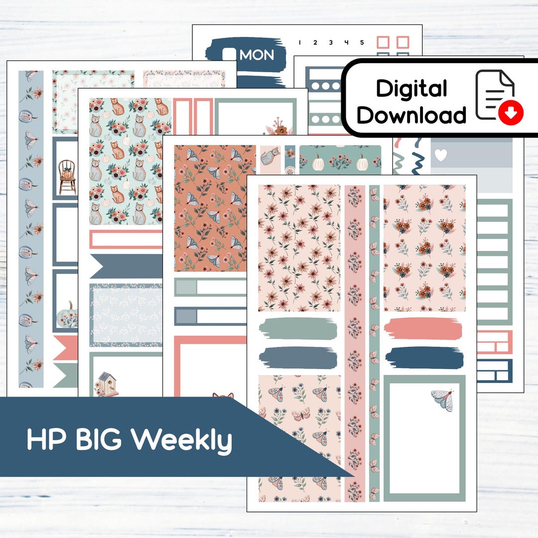 HP BIG Weekly - Floral Fall Printable Weekly Sticker Kit for Happy ...