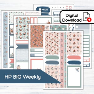 HP BIG Weekly - Kit de adesivos semanais para impressão floral de outono para Happy Planner BIG (8,5 x 11) Kit 103