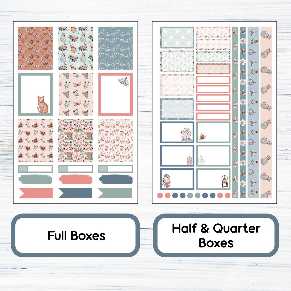7x9 Vertical Weekly - Floral Fall Printable Weekly Sticker Kit for 7x9 ...