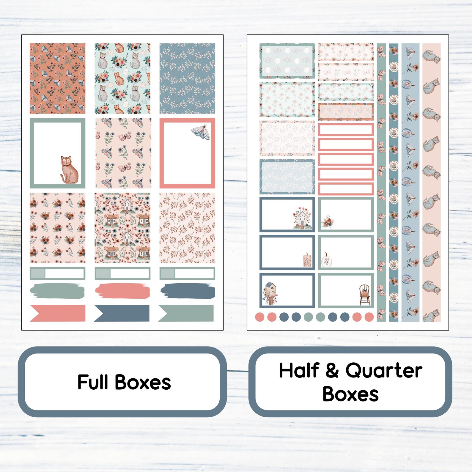 7x9 Vertical Weekly - Floral Fall Printable Weekly Sticker Kit for 7x9 ...