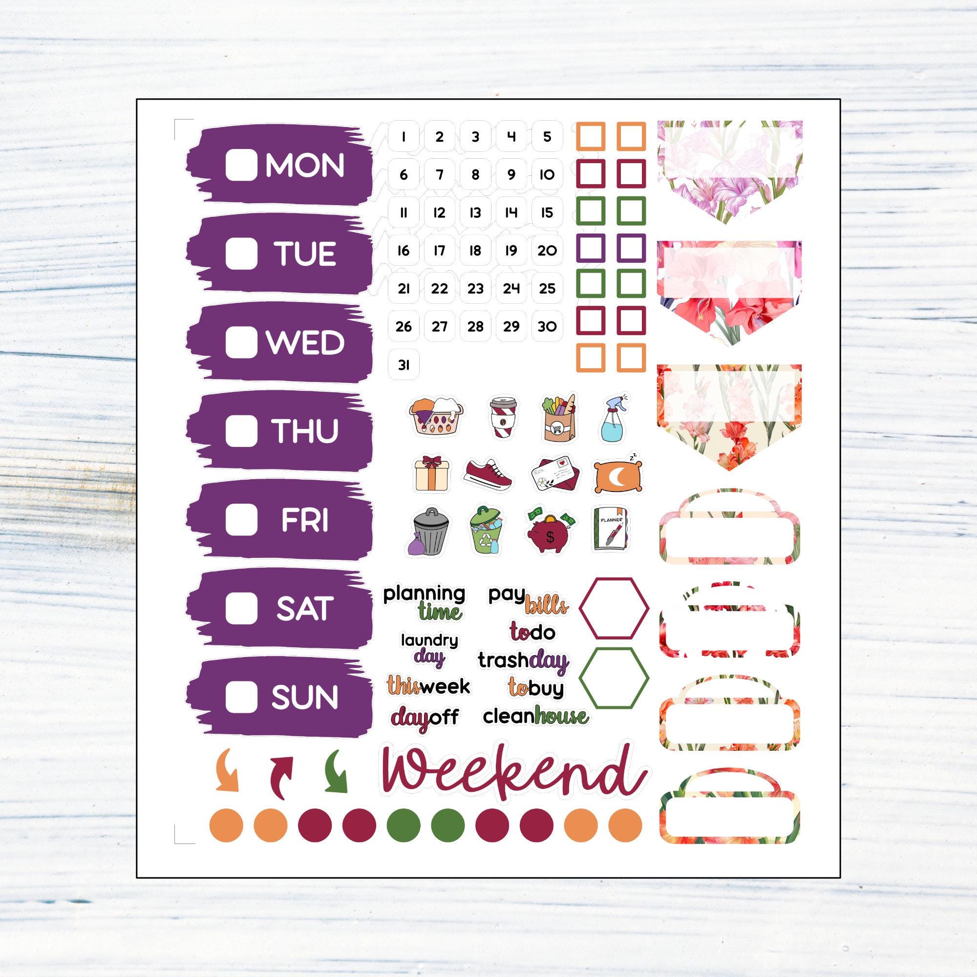 HP BIG Weekly - August Gladiolus Printable Weekly Sticker Kit for Happy ...