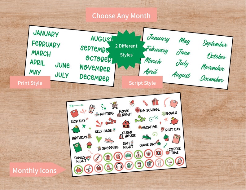 Watermelons Hobonichi Weeks Printable Monthly Sticker Kit - Etsy