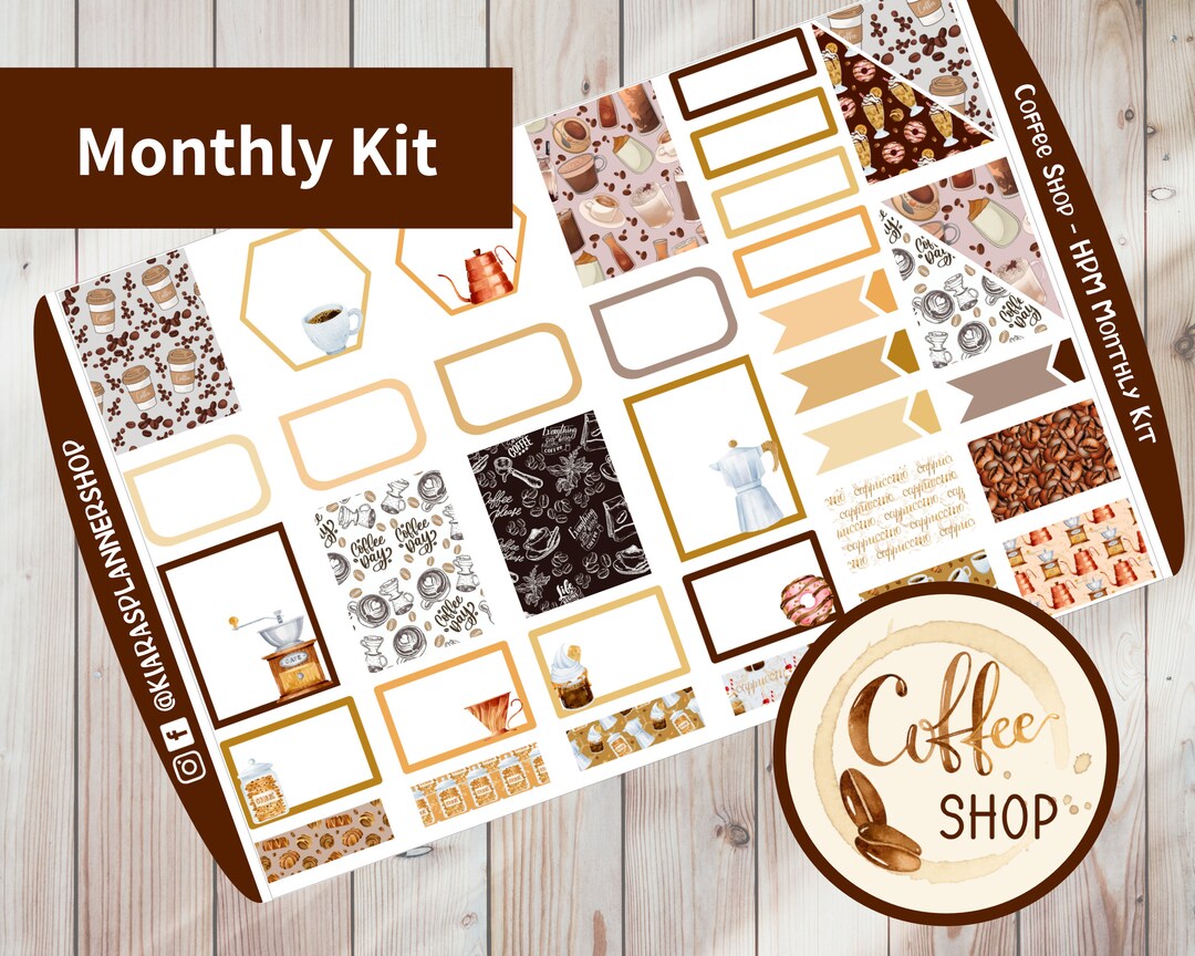 Coffee Shop Printable Monthly Sticker Kit for Happy Planner Mini CSHPMM ...