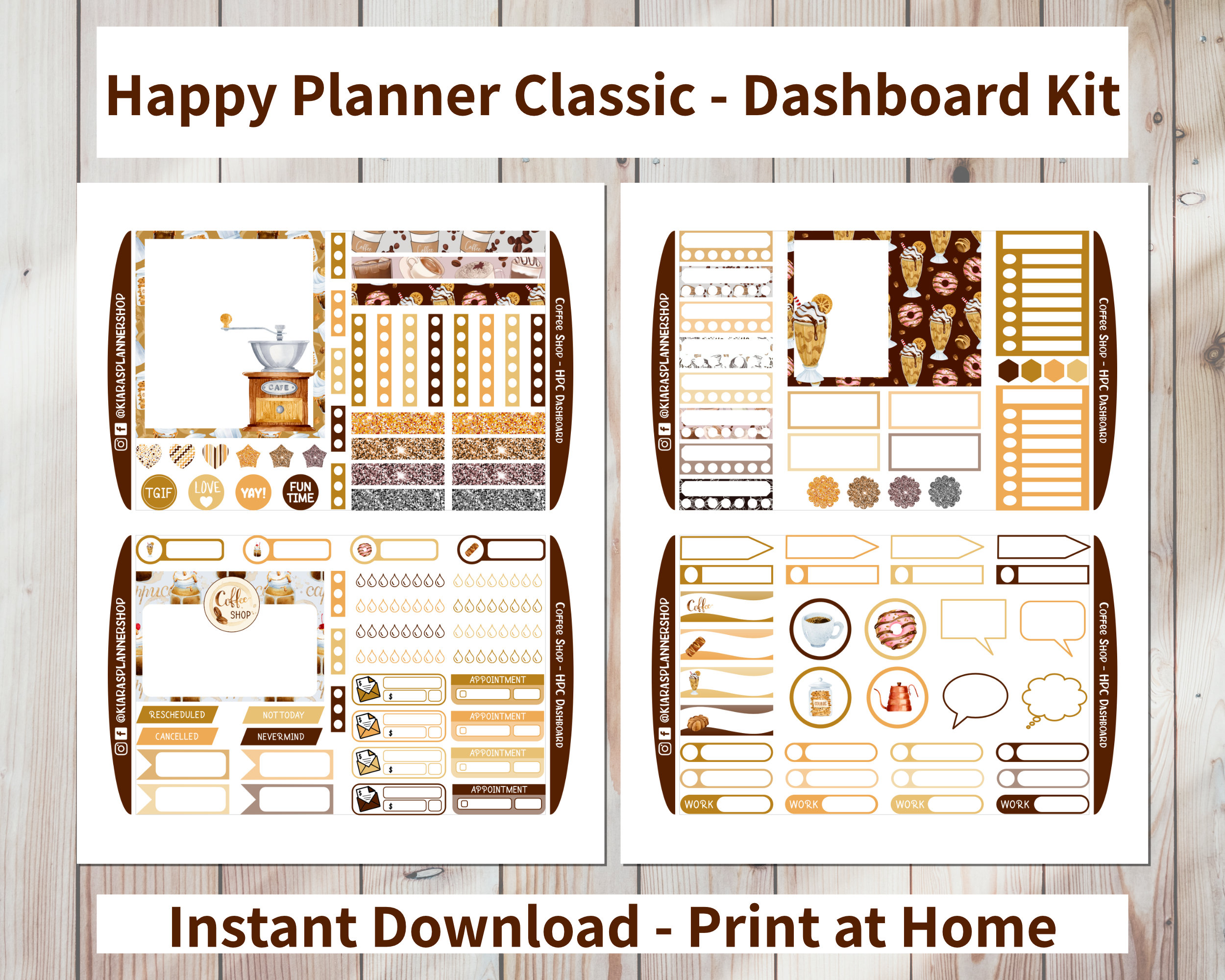 Coffee Shop Printable Weekly Dashboard Sticker Kit for Happy - Etsy