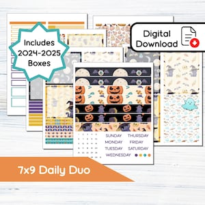 7x9 Daily Duo - Halloween Magic Printable Sticker Kit für 7x9 Planer Erin Condren - Instant Download Kit 101