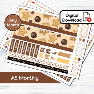 A5 Monthly - Kit de adesivos mensais para impressão de Natal doce para A5Planners Erin Condren - Kit de download instantâneo 107
