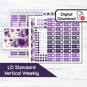 Large Anne (Vertical) - Februar Veilchen - Printable Weekly Sticker Kit für Laurel Denise Large - KIT BF2 - Instant Download