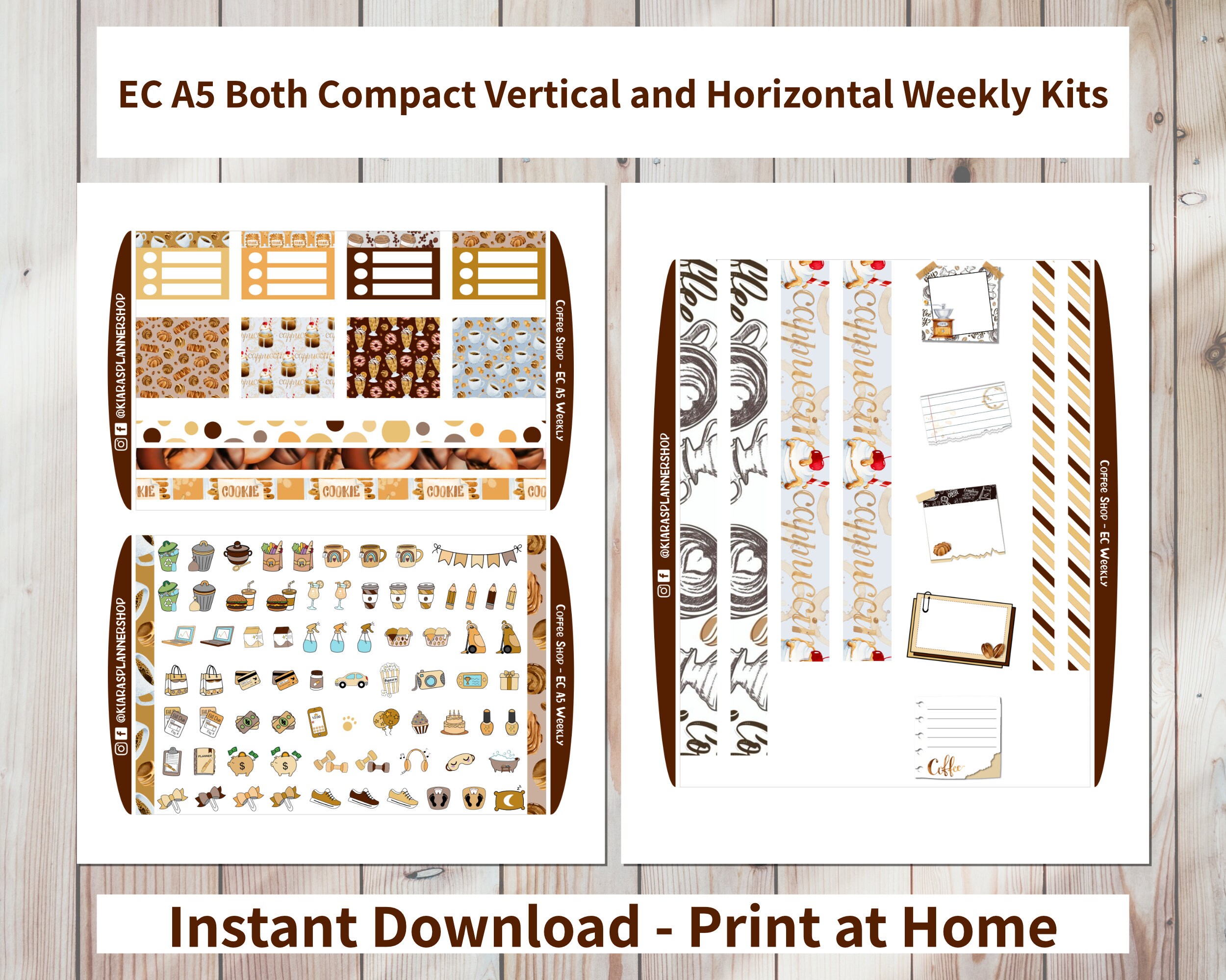 Coffee Shop Printable Weekly compact Vertical and - Etsy
