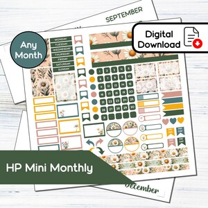 Kit de adesivos mensais para impressão HP Mini Monthly - April Daisy para Happy Planner Mini (4,5x7) Kit BF4
