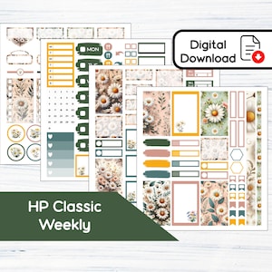 HP Classic Weekly - April Daisy afdrukbare weekstickerkit voor Happy Planner Classic (7 x 9,25) kit BF4