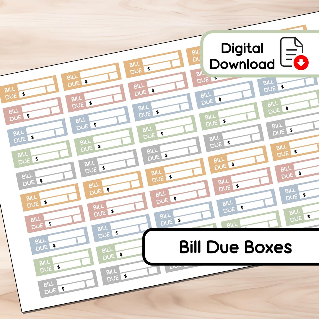Soft Neutral - Bill Due Boxes - 50 Stickers - Instant Download - BUJO ...