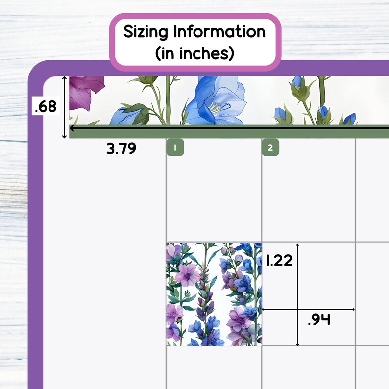 HP Mini Monthly - July Larkspur Printable Monthly Sticker Kit for Happy ...