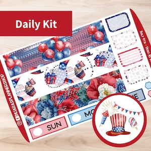 4 de julio - Kit de pegatinas diarias imprimibles Hobonichi Cousin A5 (J4A5HW) (5,8x8,3)
