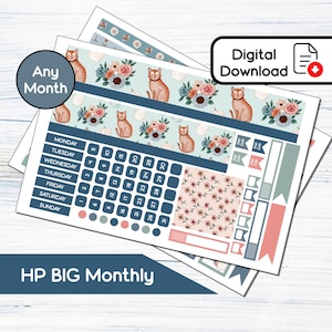 HP BIG Monthly - Floral Fall Printable Monthly Sticker Kit for Happy ...
