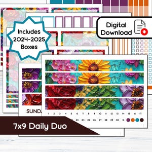 7x9 Daily Duo - Gemaltes druckbares tägliches Duo Sticker Kit für 7x9 Planer Erin Condren - Instant Download Kit SP1