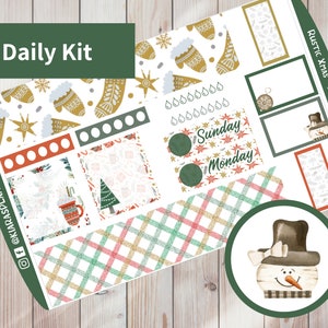 Natal rústico - Kit de adesivos diários para impressão Hobonichi Cousin A5 (RCA5HW) (5,8x8,3)