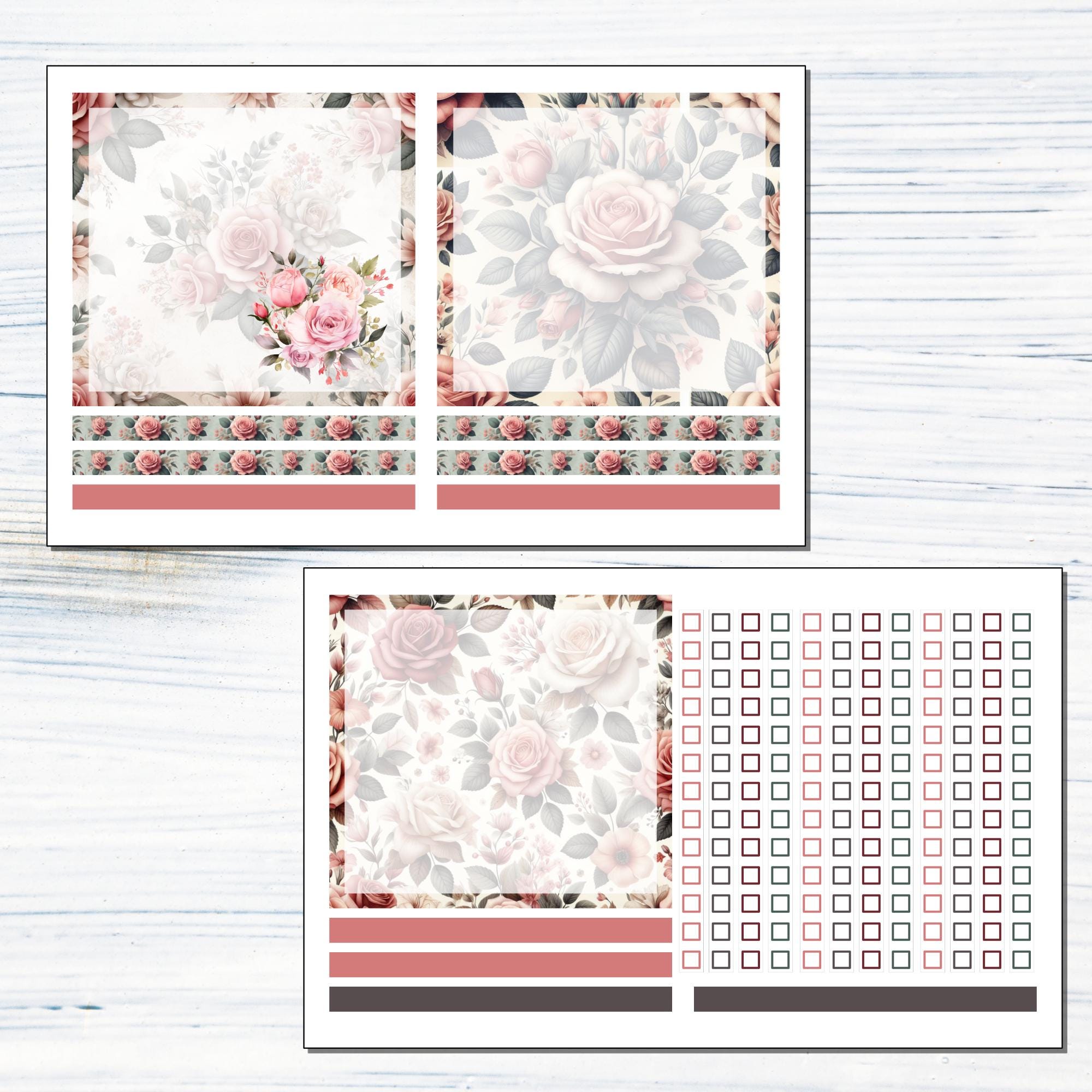 7x9 Daily Duo - June Roses Printable Daily Duo Sticker Kit for 7x9 ...