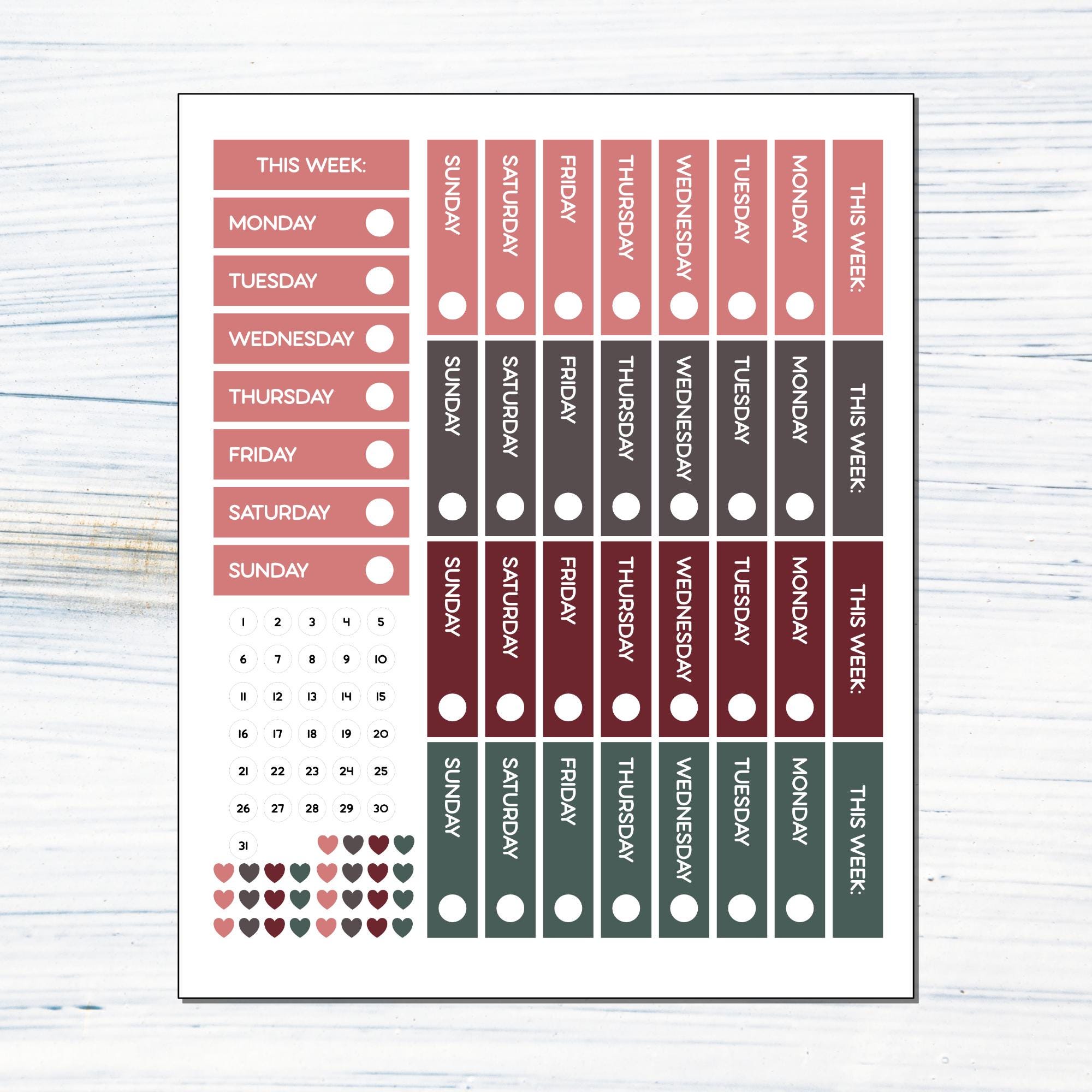 Scout Large Weekly - June Rose - Printable Weekly Sticker Kit for ...