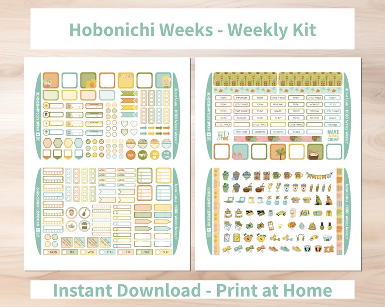 Aloha Luau - Hobonichi Weeks Printable Weekly Sticker Kit (ALWHW) (3 ...