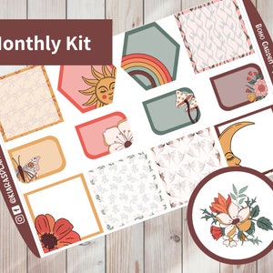 Boho Garden - Printable Monthly Sticker Kit for Happy Planner Classic (BGHPCM) (7x9.25)