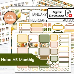 Hobonichi Cousin A5 Mensal - Kit de adesivos mensais para impressão de março Daffodil - Download instantâneo - Kit BF3