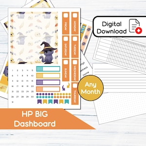 HP BIG Dashboard - Halloween Magic Printable Dashboard Sticker Kit for Happy Planner BIG (8.5x11) Kit 101