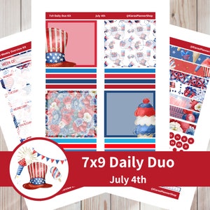 4 juillet - Kit d'autocollants duo quotidiens imprimables pour agendas 7 x 9 (J479DUO) Erin Condren ECLP