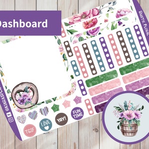 Rustic Floral - Printable Weekly Dashboard Sticker Kit for Happy Planner Classic (RFHPCD) (7 x 9.25) Happy Planner