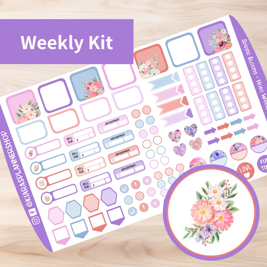 Spring Blooms - Hobonichi Weeks Printable Weekly Sticker Kit (SBWHW) (3 ...