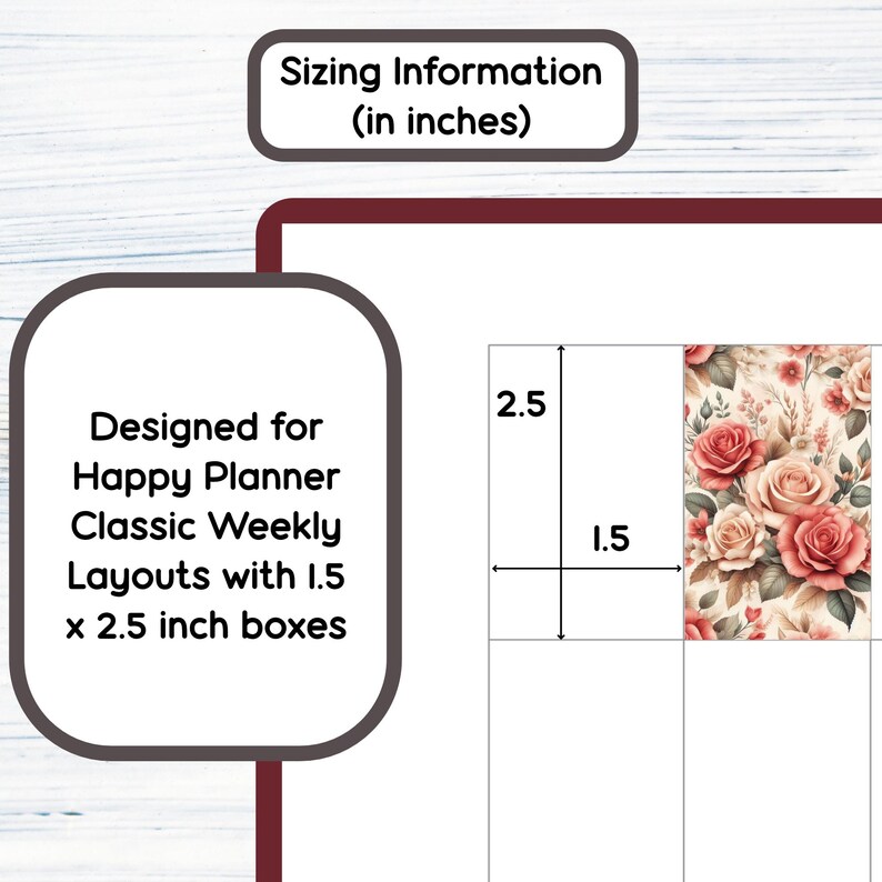 HP Classic Weekly -june Roses Printable Weekly Sticker Kit for Happy ...