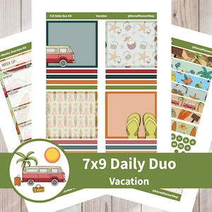 Urlaub - Printable Daily Duo Sticker Kit für 7x9 Planer (VA79DUO) Erin Condren ECLP
