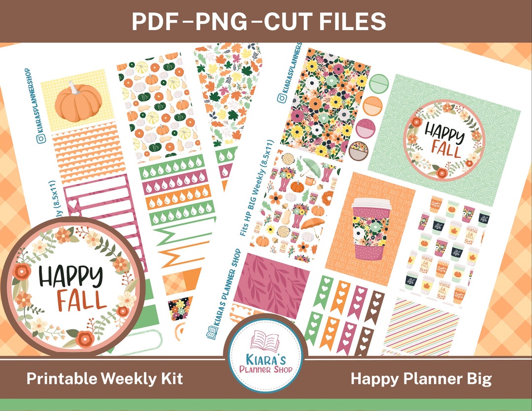 Happy Fall - Printable Weekly Sticker Kit for Happy Planner BIG (HFHPBW ...