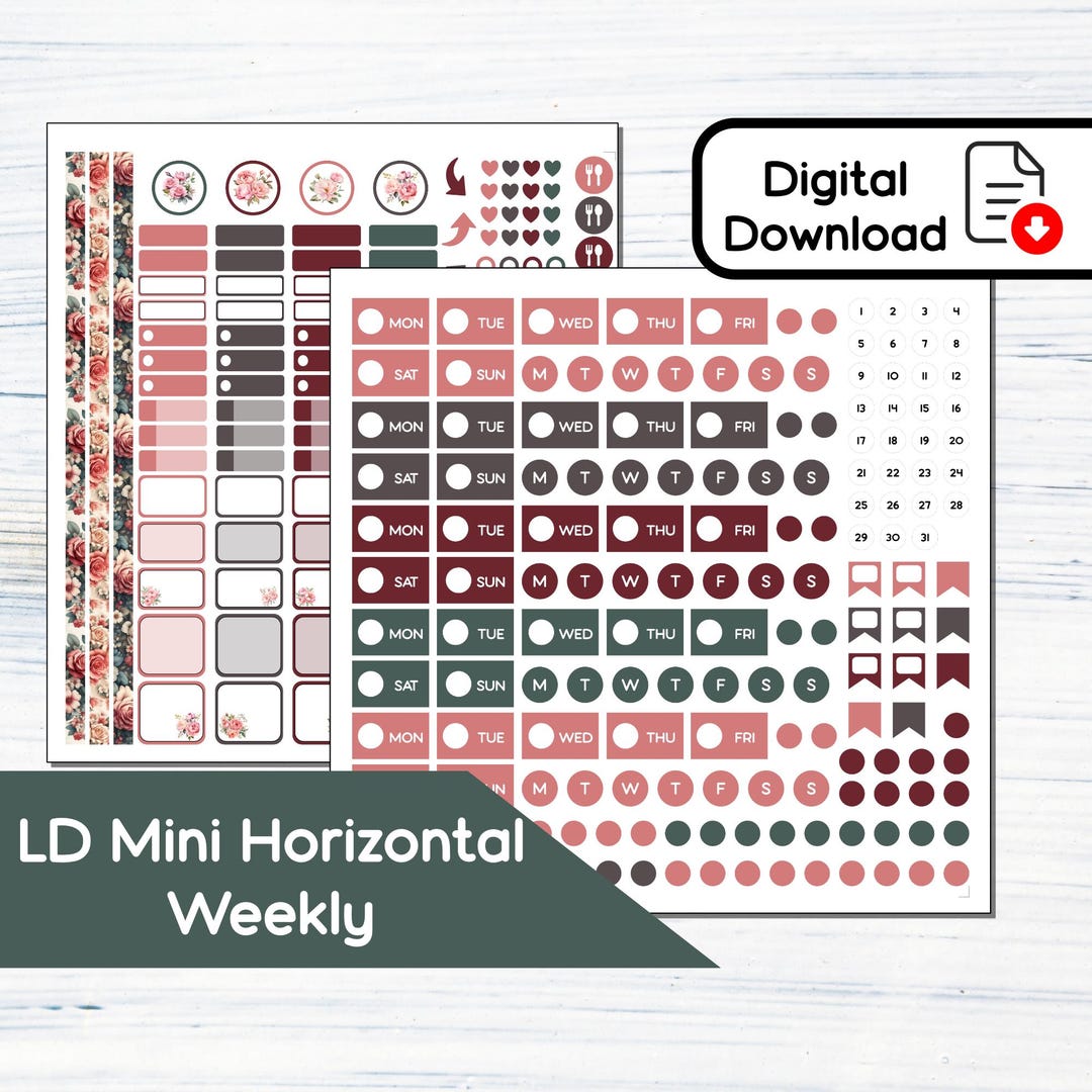 Small Nancy (horizontal) - June Rose - Printable Weekly Sticker Kit for ...