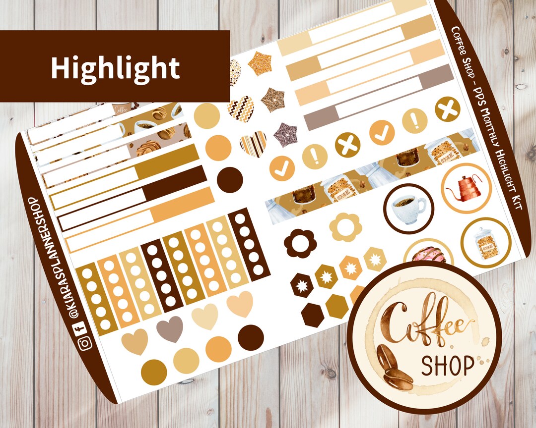 Coffee Shop Printable Monthly Highlight Sticker Kit for A5 - Etsy