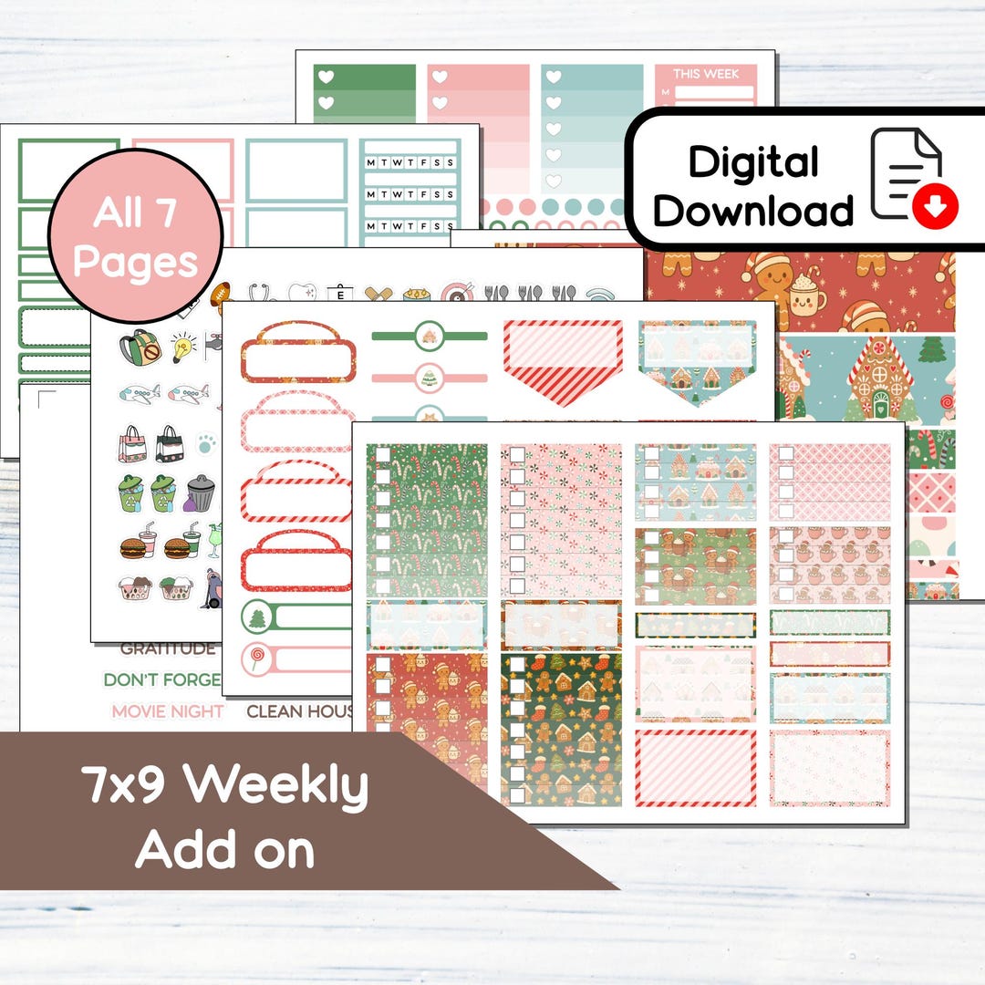7x9 Weekly Add on - Sweet Holiday Printable Add on Sticker Kit for 7x9 ...