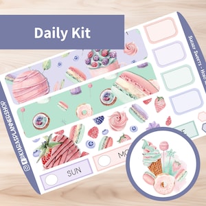 Doces açucarados - Kit de adesivos diários para impressão Hobonichi Cousin A5 (SSA5HW) (5,8x8,3)