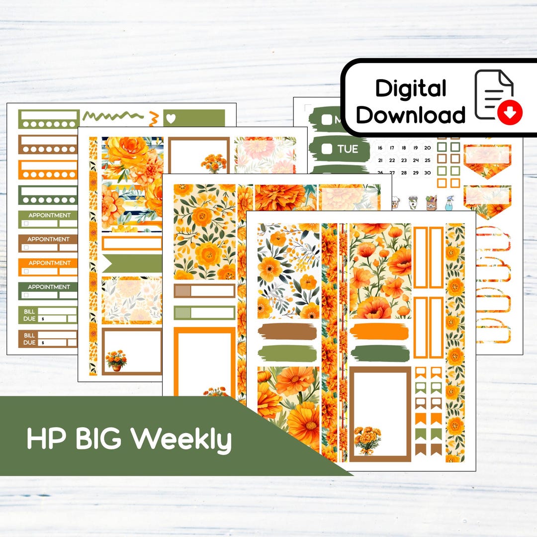 HP BIG Weekly - October Marigold Printable Weekly Sticker Kit for Happy ...