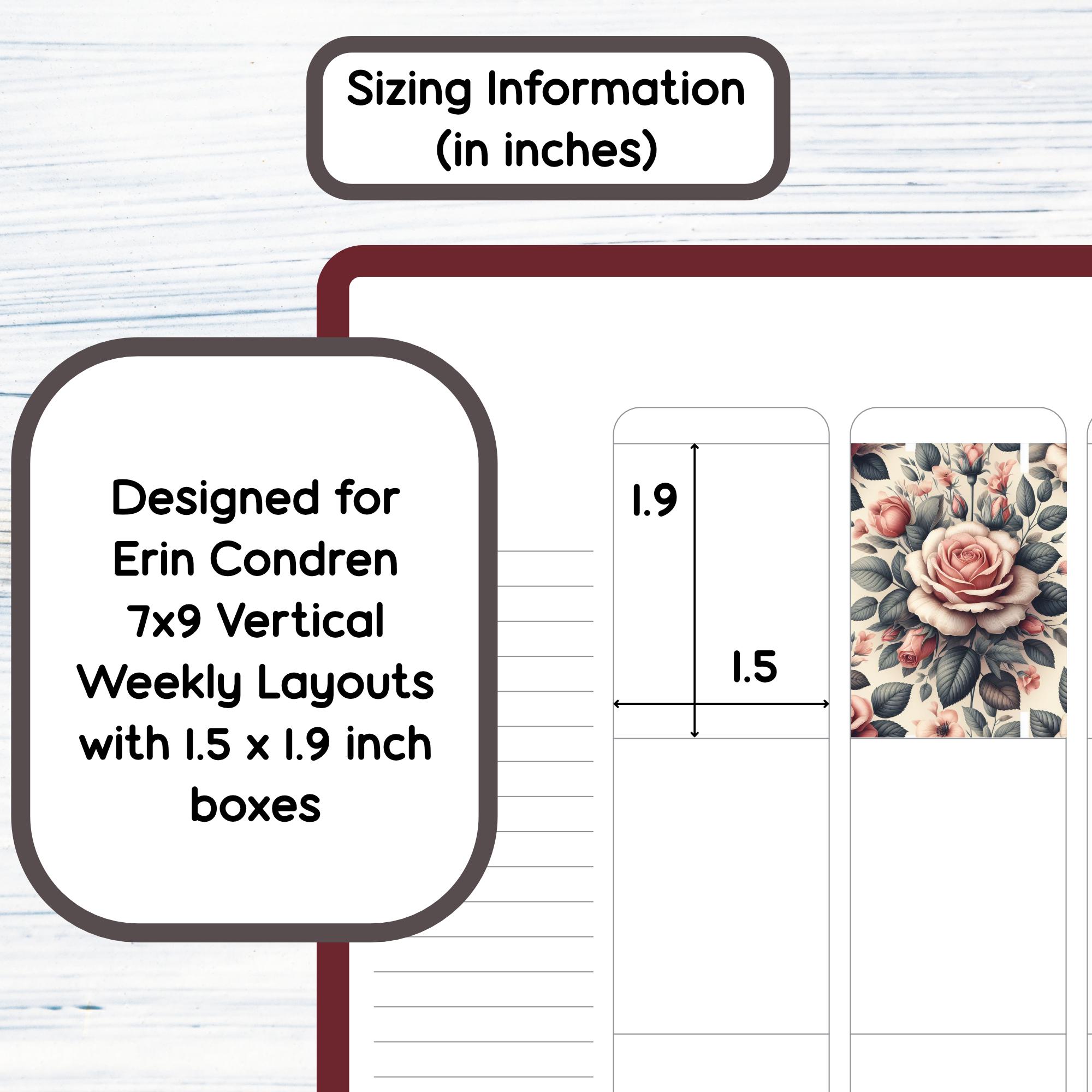 7x9 Weekly Add on - June Roses Printable Add on Sticker Kit for 7x9 ...