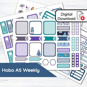 Hobonichi Cousin A5 Weekly - Kit de adesivos semanais para impressão Let It Snow (5,8 x 8,3) - Kit de download instantâneo 124