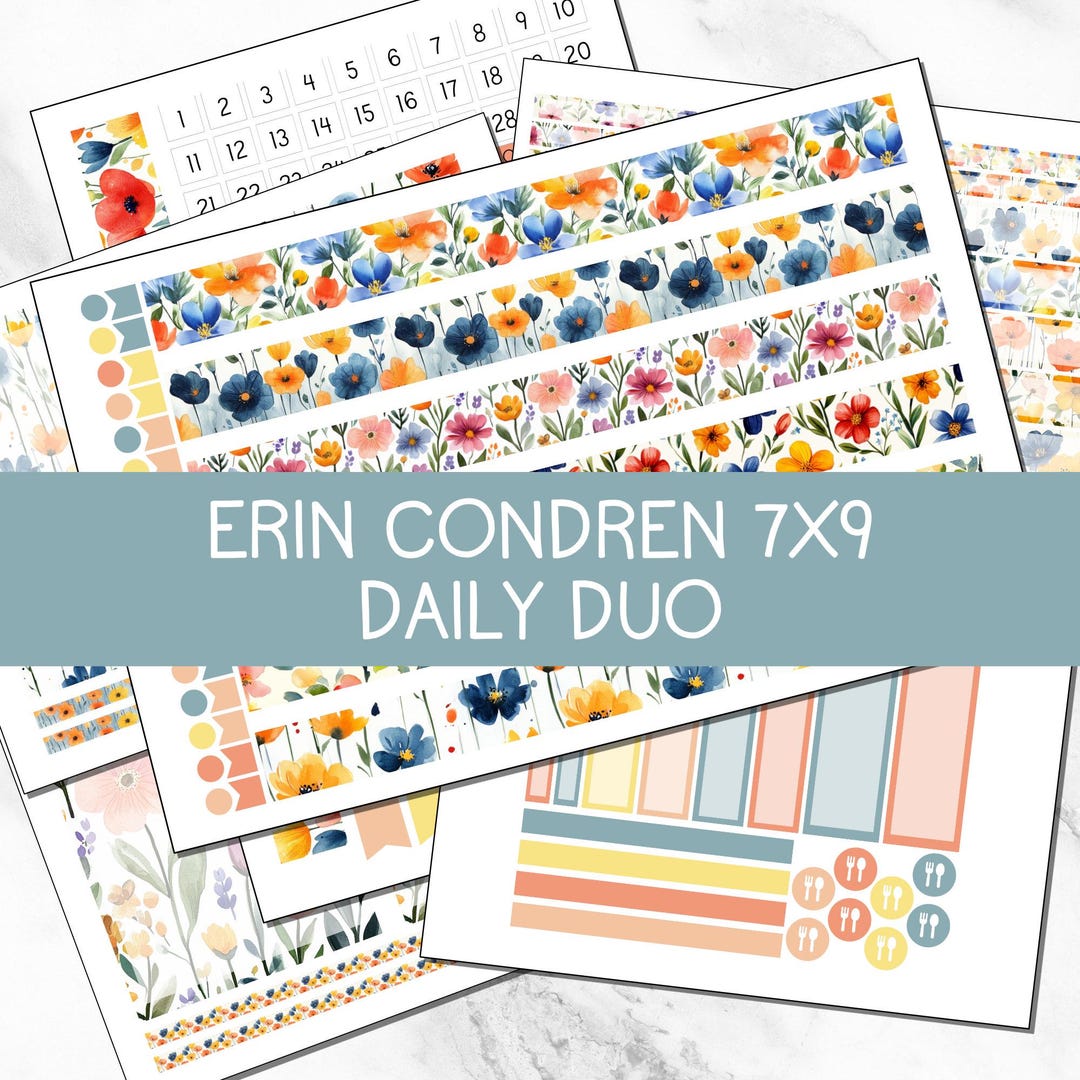 KIT 213 | Summer Fields - Erin Condren 7x9 Daily Duo | Digital Download ...