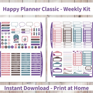 Rustic Floral - Printable Weekly Sticker Kit for Happy Planner Classic ...