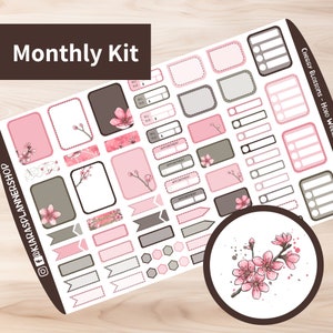 Kirschblüten - Hobonichi Wochen druckbare monatliche Aufkleber Kit (CBWHM) (3.35x7)