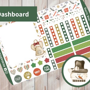 Rustic Xmas - Printable Weekly Dashboard Sticker Kit for Happy Planner Classic (RCHPCD) (7 x 9.25) Happy Planner