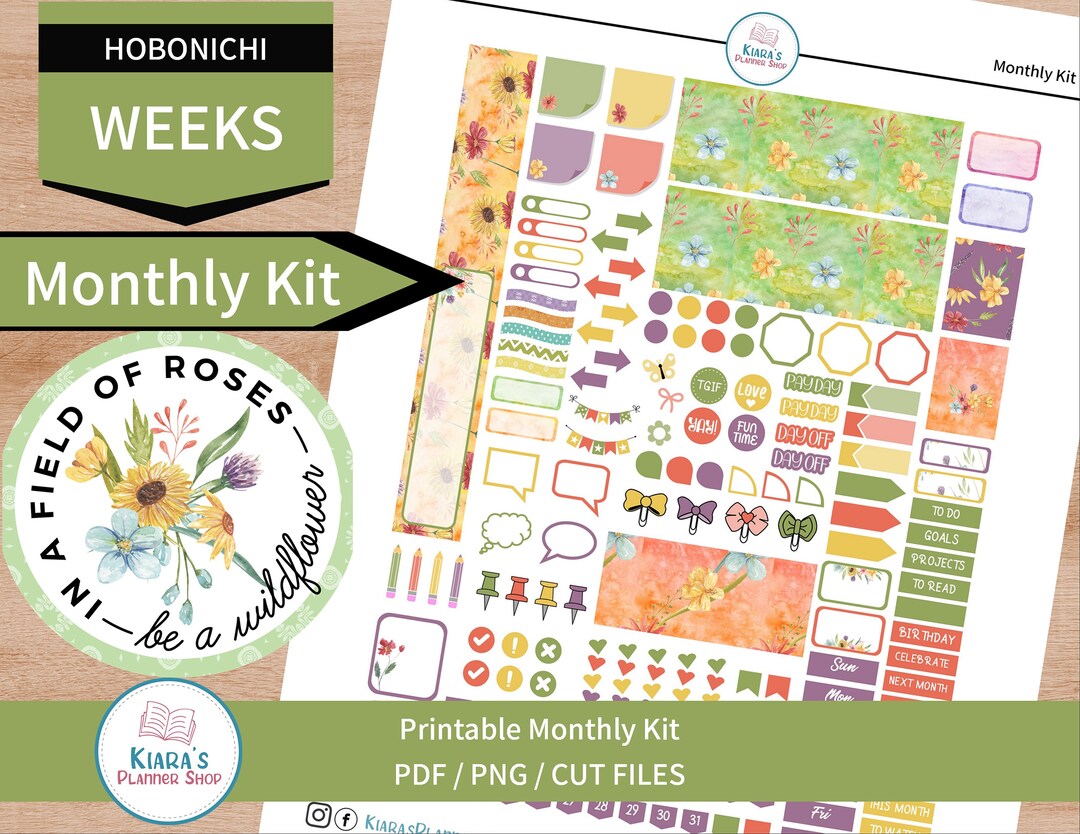 Wildflowers Hobonichi Weeks Printable Monthly Sticker Kit - Etsy Australia
