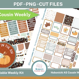 O outono está no ar - Kit de adesivos semanais para impressão Hobonichi Cousin A5 (FIAHA5W) (5,8x8,3) Versão japonesa