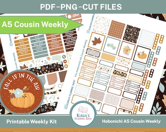 Herbst liegt in der Luft - Hobonichi Cousin A5 Printable Weekly Sticker Kit (FIAHA5W) (5,8x8,3) Japanische Version