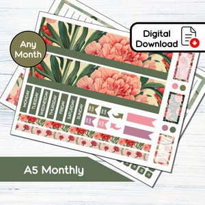 A5 Monthly - Kit de adesivos mensais para impressão de cravos de janeiro para A5Planners Erin Condren - Kit de download instantâneo BF1